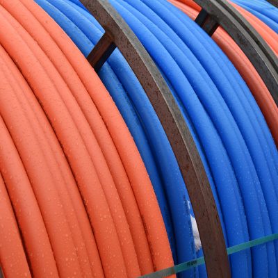 1.25" SDR11 HDPE 2-WAY PARALLEL WRAP, ORG, BLU, W/1100# TAPE 2,500'/COLOR'