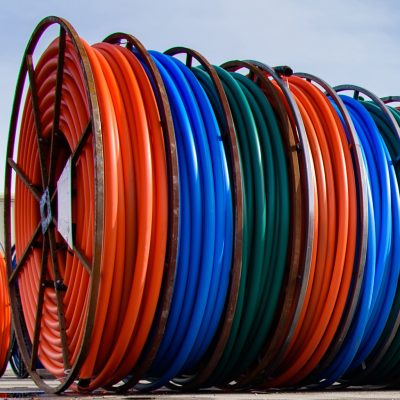 1.25" SDR11 HDPE 3-WAY SEGMENTED REEL, ORG, BLU, GRN, EMPTY X 2,500'/COLOR